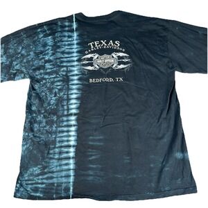 Harley Davidson Tie Dye T Shirt Mens 2XL Bedford TX Skull Biker Black USA 2004